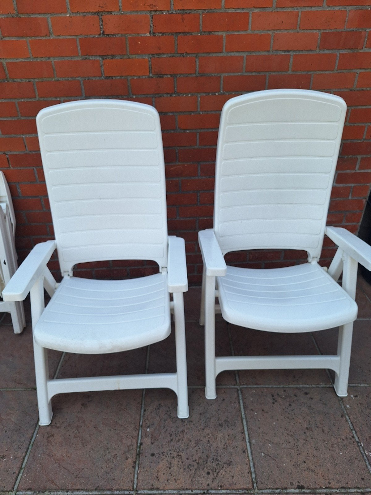 Chaise de jardin blanche réglable 2 pièces, Enlèvement, Pliant