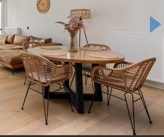 Ronde tafel met 4 stoelen, Huis en Inrichting, Tafels | Eettafels, Ophalen, Zo goed als nieuw, Vijf personen of meer, 100 tot 150 cm