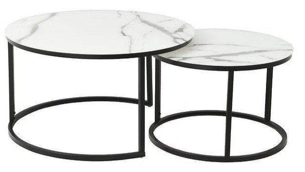 Nieuwe set van twee salontafels., Ophalen, Rond, Nieuw, 75 cm of meer