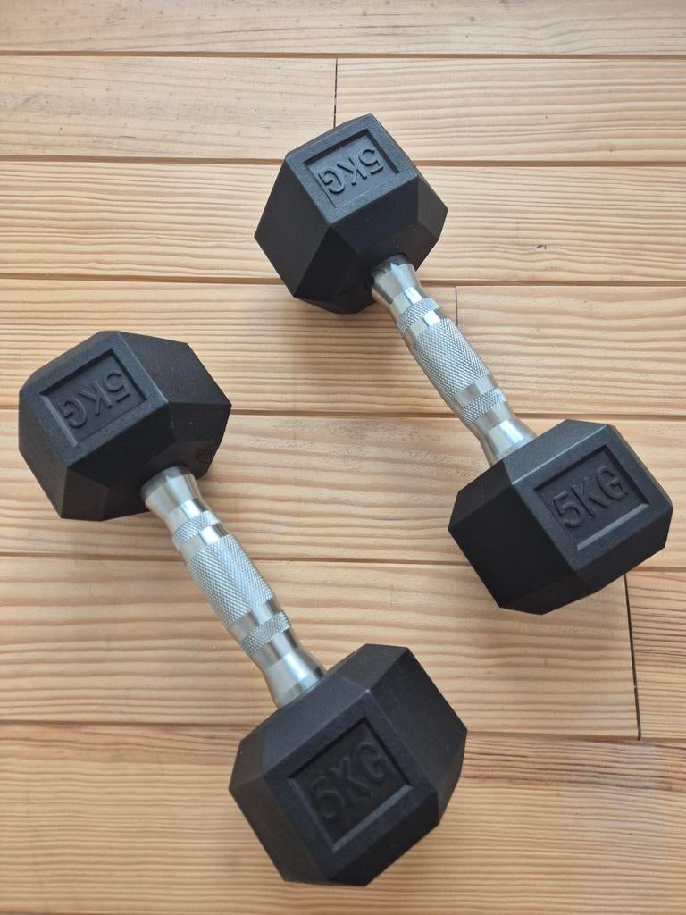 Set dumbells 5kg per stuk (nieuwstaat), Sport en Fitness, Fitnessmaterialen, Ophalen, Nieuw, Dumbbell
