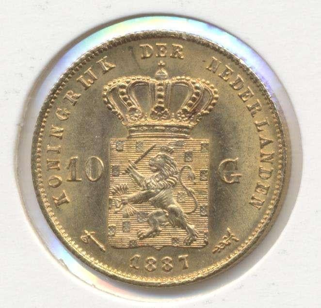 Nederland 10 Gulden 1887 Willem 3, Enlèvement ou Envoi, Or