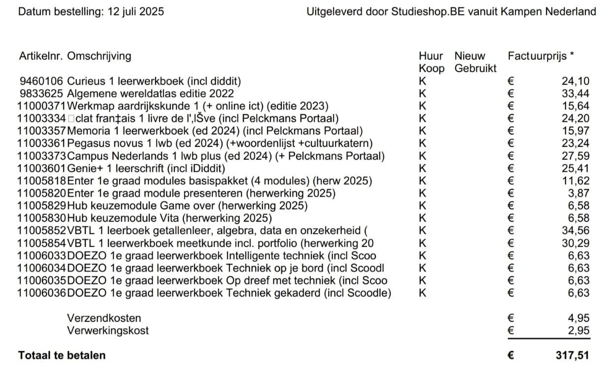 Boeken eerste jaar A-stroom Latijn SMC Lede., Enlèvement