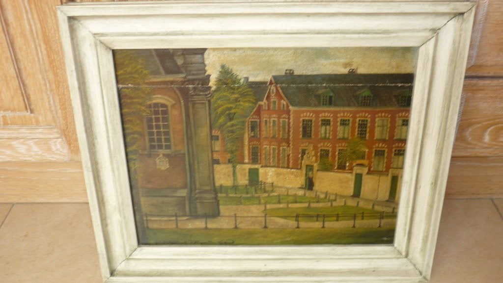 Origineel olieverfschilderij M. Plettinck (begijnhof Gent), Peinture à l'huile, Panneau, Enlèvement, Classique