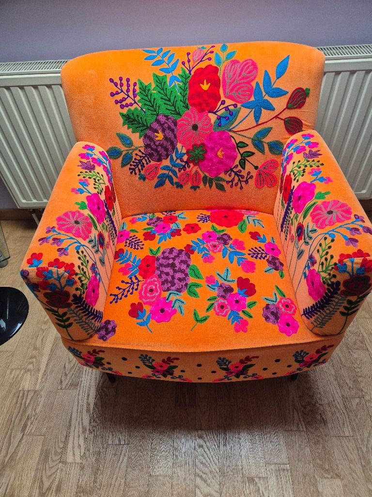 Fauteuil fleuri, Maison & Meubles, 100 à 125 cm, Comme neuf, Enlèvement, 75 à 100 cm