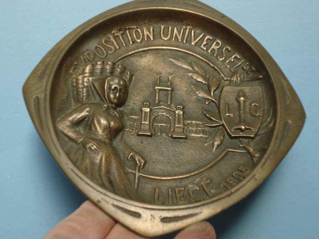 Cendrier Art Nouveau bronze 1905 LIÈGE expo universelle, Enlèvement ou Envoi, Bronze