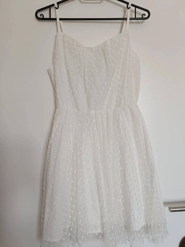Robe blanche d'été H&M – XS/34, convient petit 36, Enlèvement ou Envoi, Comme neuf, Taille 34 (XS) ou plus petite, Blanc