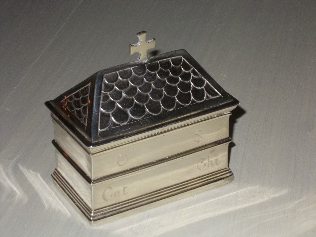 chrismatorium kerk zilver 243,24 gram, Verzamelen, Religie, Ophalen of Verzenden, Gebruikt, Overige typen, Christendom | Katholiek