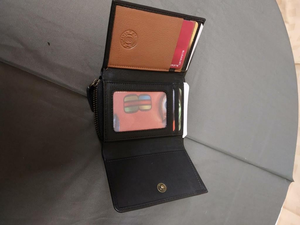 Zwarte leren portefeuille, kaarthouder van Blue & Blues, Ophalen of Verzenden, Leder