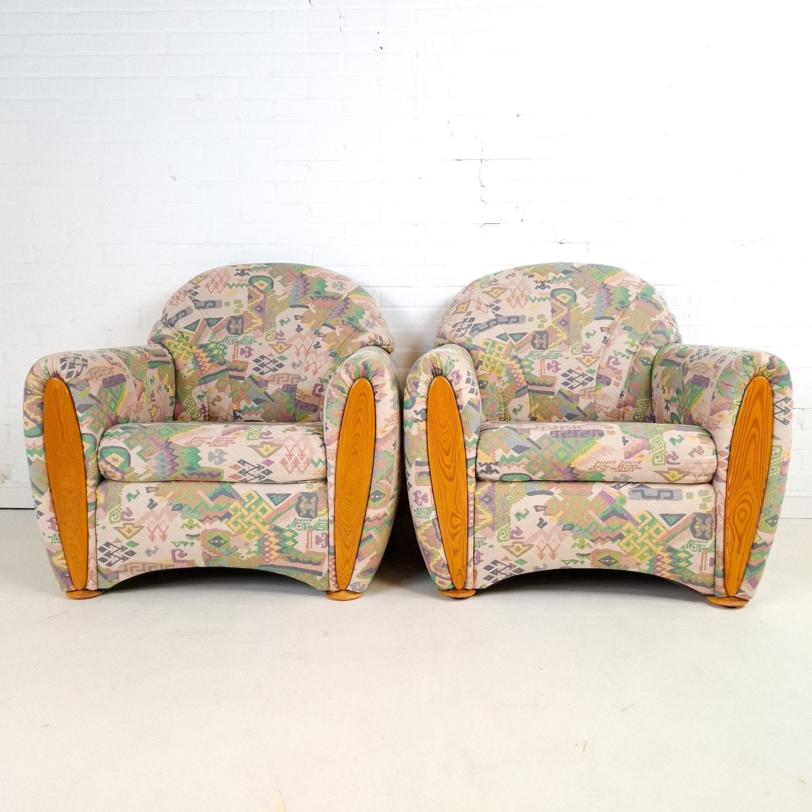 2x vintage fauteuil Art deco stijl jaren 80, Maison & Meubles, Enlèvement, Tissus