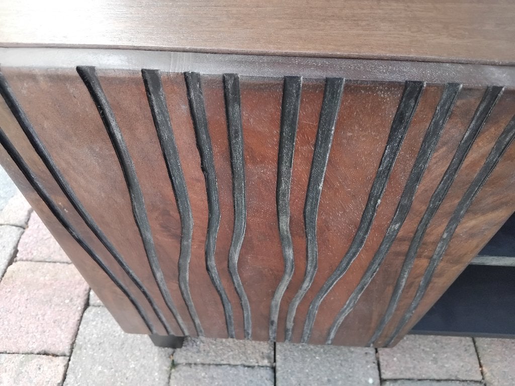 tv meubel of bank in massief mango met 3D deuren, Huis en Inrichting, Ophalen, Zo goed als nieuw