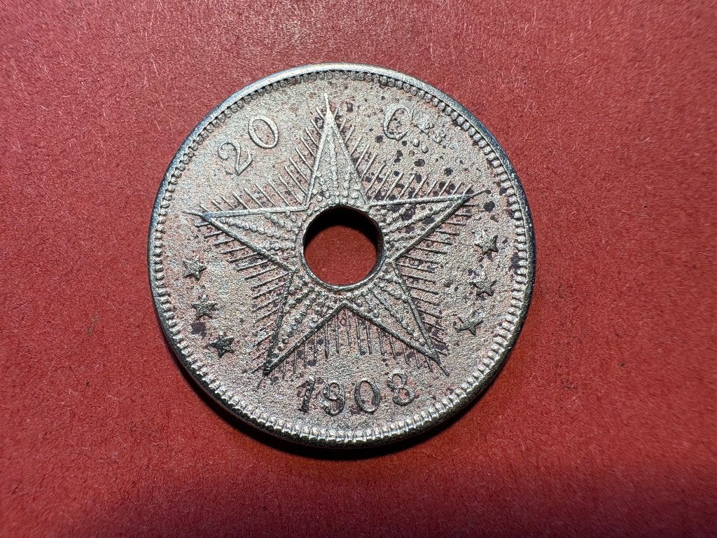 Etat Indépendent du Congo - 20 centimes 1908 (#380#), Enlèvement ou Envoi, Autres pays, Monnaie en vrac