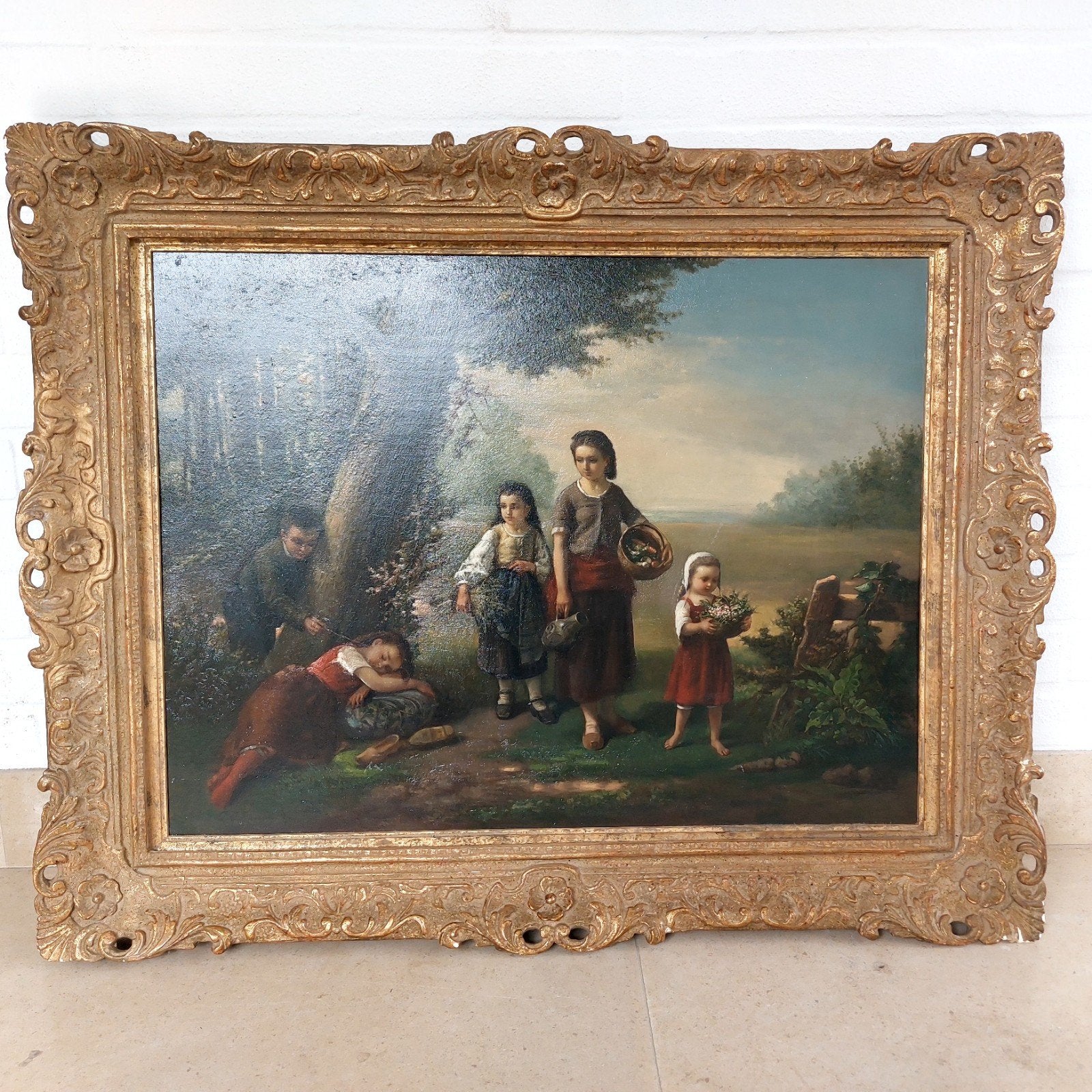 Peinture ancienne Pierre Joseph Toussaint 1864 (85x65cm), Enlèvement, Daté, Peinture à l'huile, Panneau