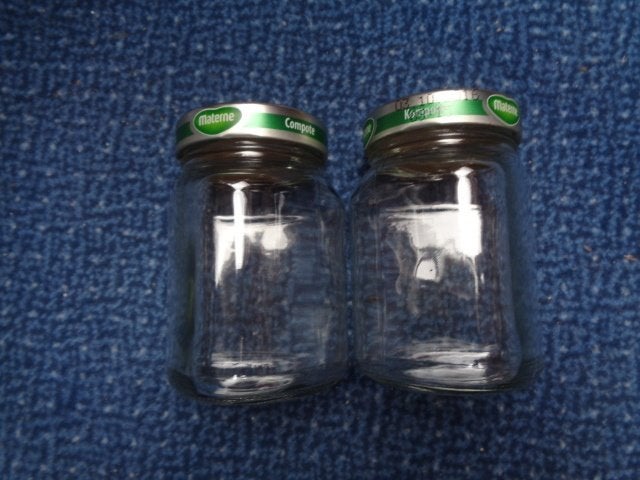 Bocaux confiture: "Materne" 375gr. 2 pour 0.50€, Enlèvement ou Envoi, Verre, Utilisé, Autres types