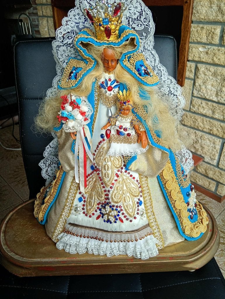 Prachtig antiek/vintage gekleed wassen beeld, Ophalen