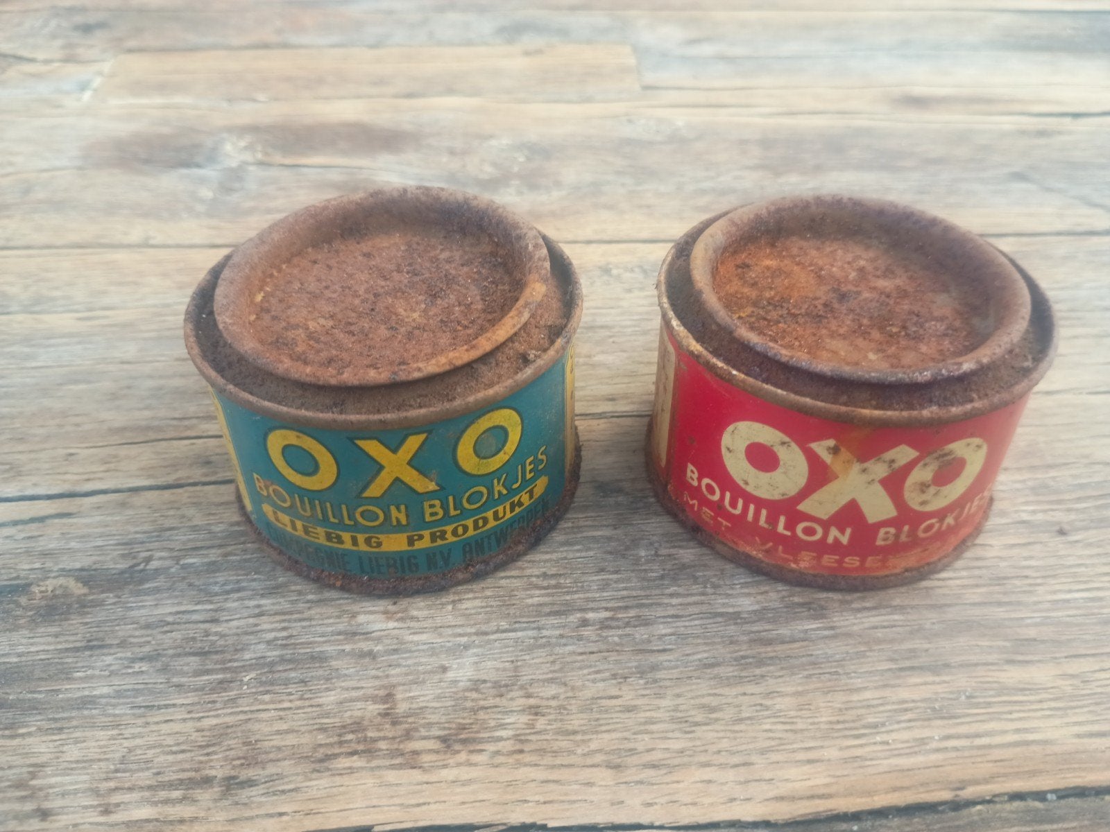 2blikjes oxo, Verzamelen, Ophalen, Gebruikt, Overige, Overige merken