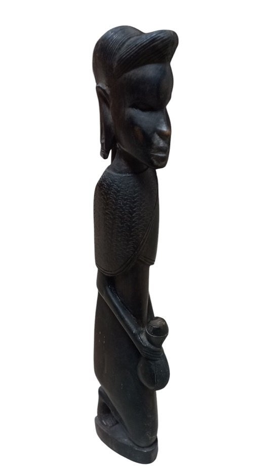 Statue africaine en bois d'ébène., Enlèvement ou Envoi, Bois, Statue, Femme