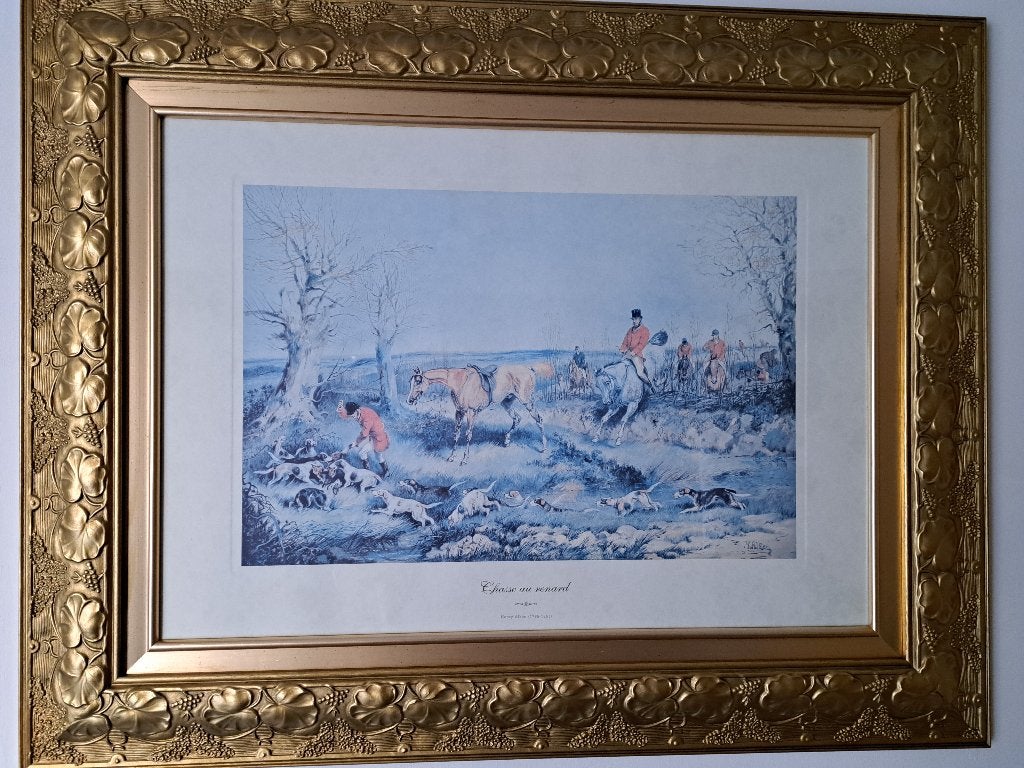 Litho Henri Alken jacht, Ingelijst, Ophalen, Dieren en Natuur
