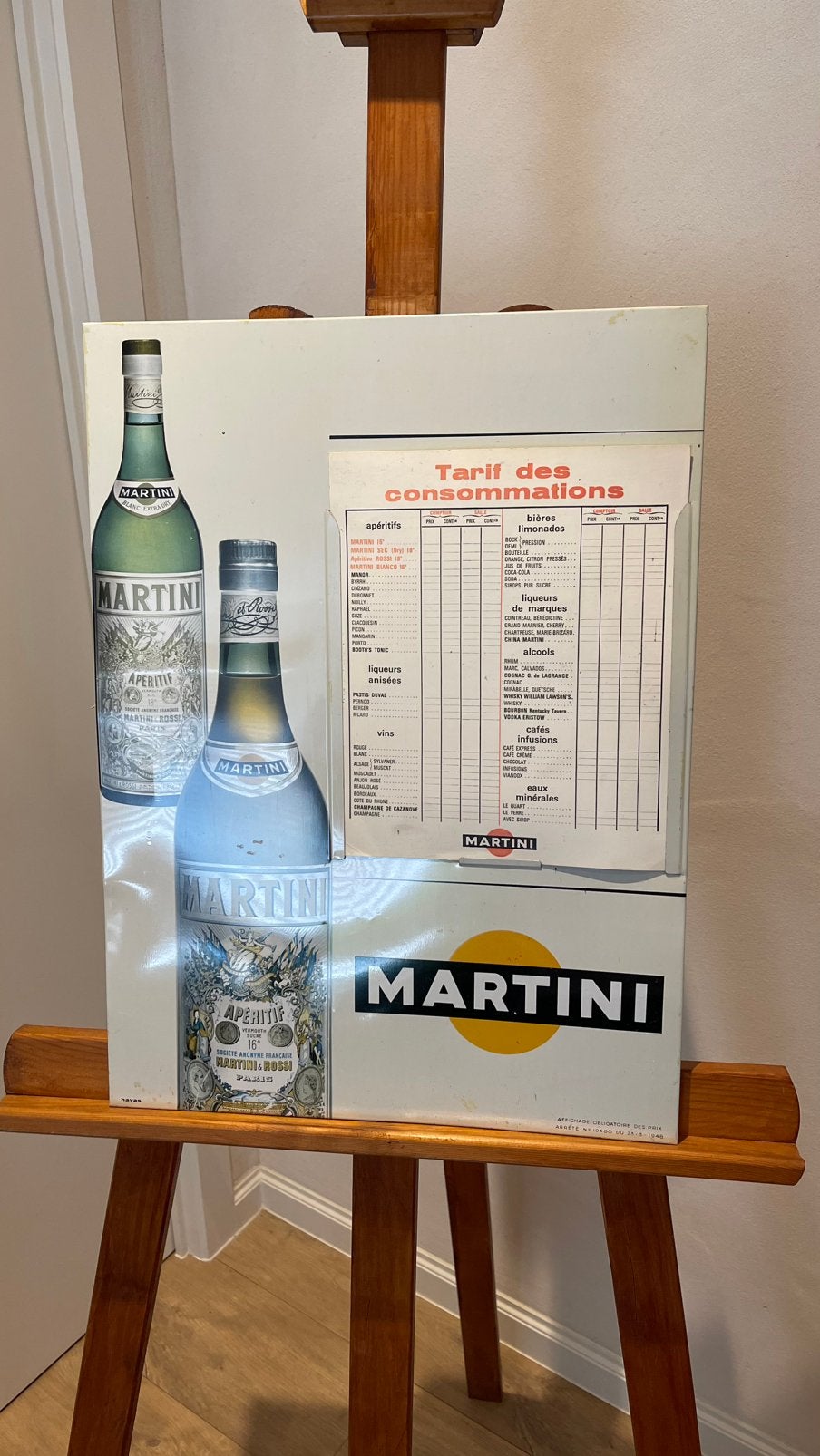 Martini prijslijst., Verzamelen, Ophalen of Verzenden, Gebruikt, Reclamebord