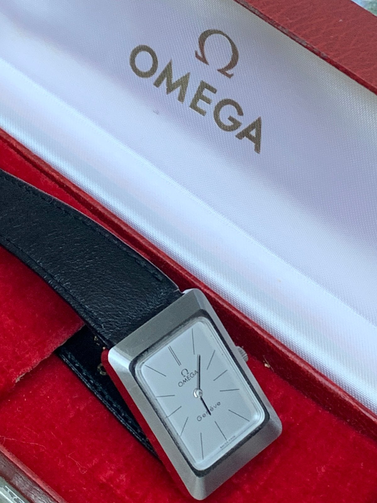 Vintage Omega Géneve Tank (1974) Gereviseerd en FullSet, Ophalen of Verzenden, Staal, Omega