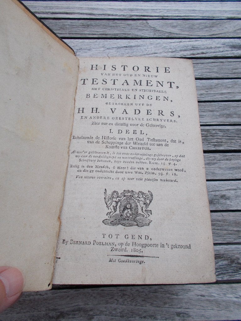 Oud en Nieuw Testament deel 1en 2 jaar 1805, Livres, Enlèvement ou Envoi, Utilisé, Christianisme | Catholique
