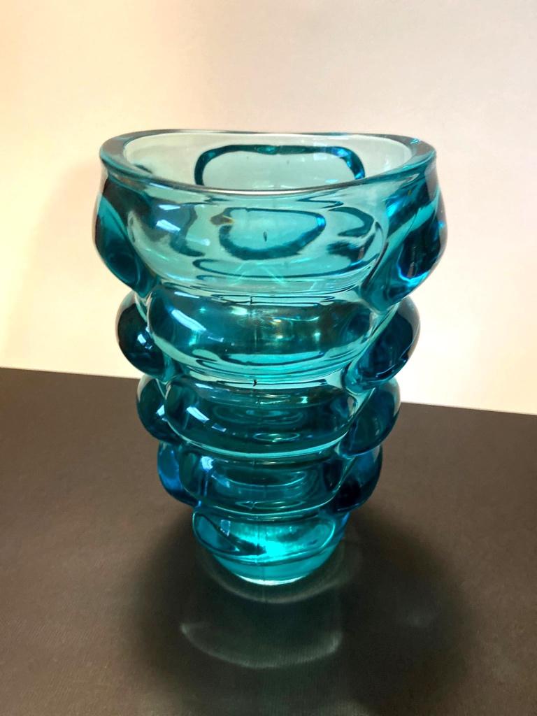 Sklo Union vaas 617/20 Vladislav Urban 1960s blauw glas, Ophalen