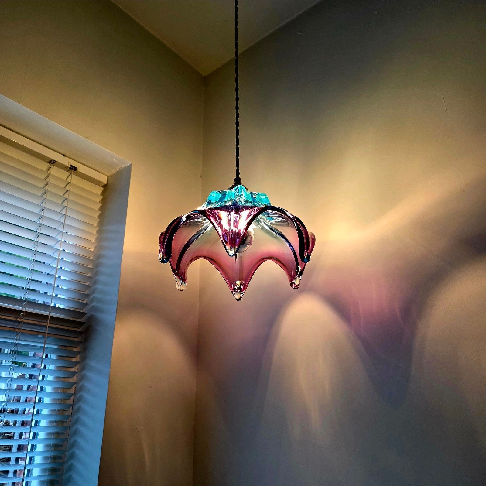 Vintage Murano glazen hanglamp., Ophalen of Verzenden