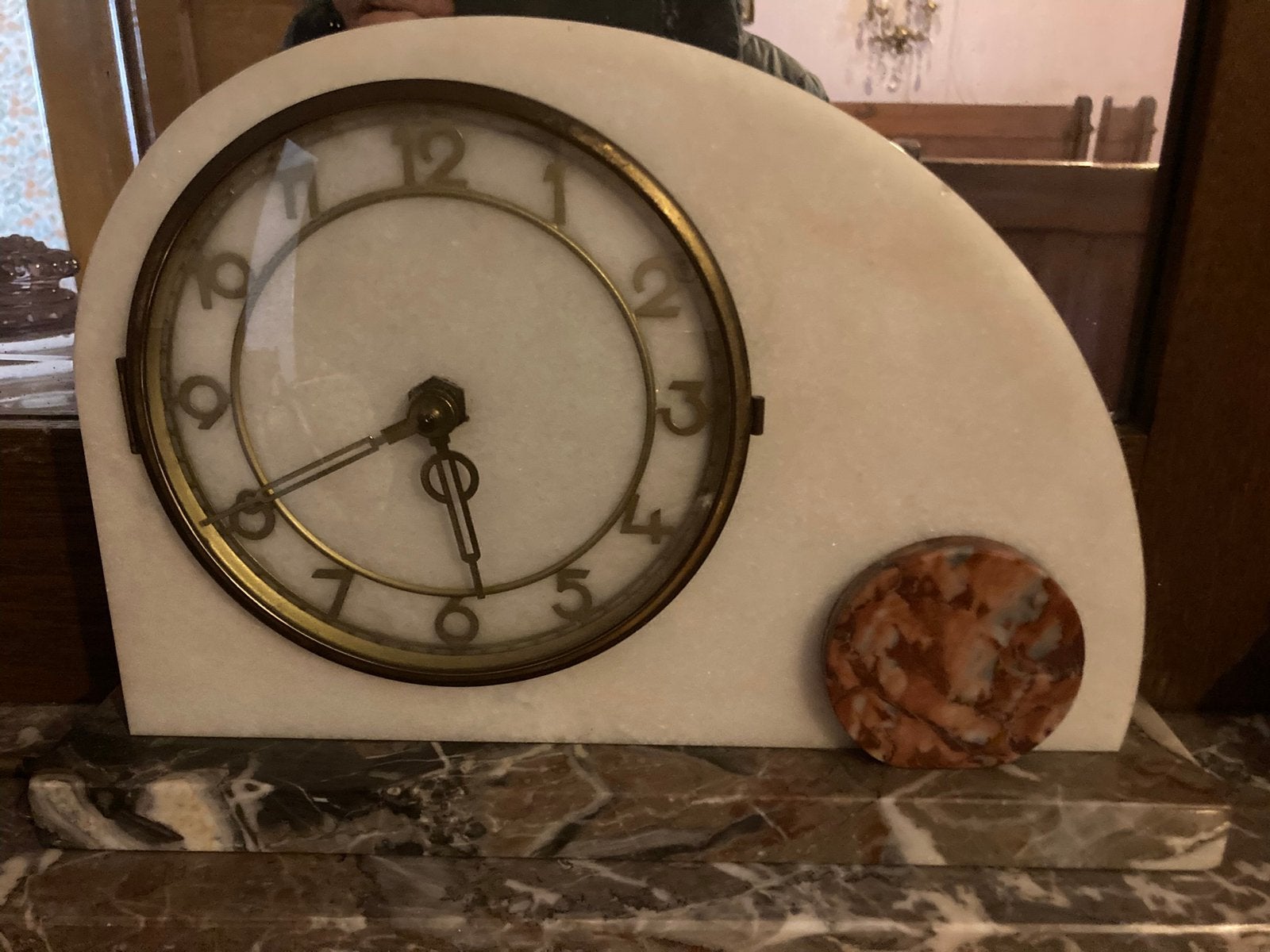 Horloge en marbre, Comme neuf, Enlèvement, Horloge de table, Blanc