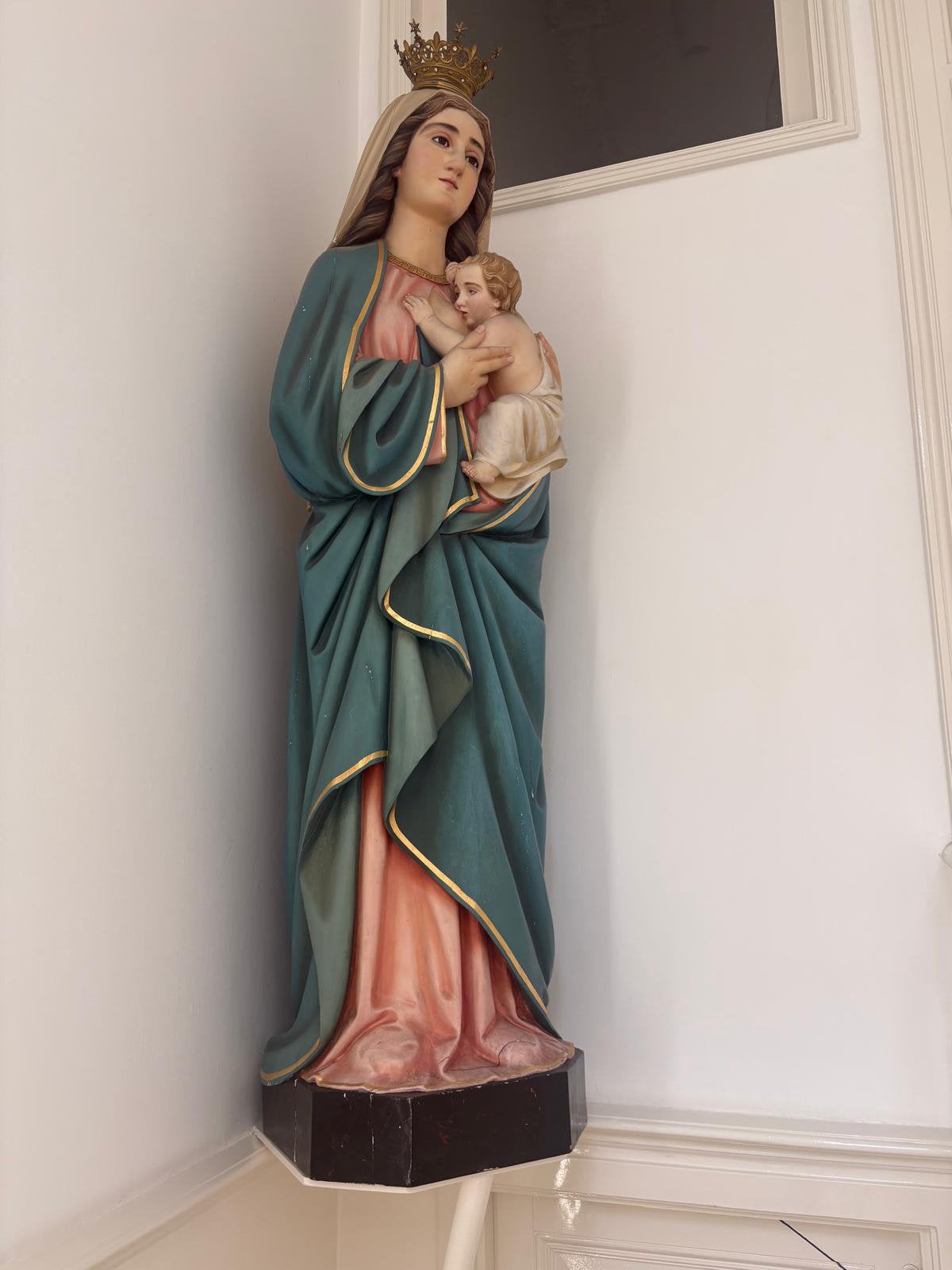 Levensgroot beeld Heilige Maria met kindje Jezus, jaren 60!, Ophalen