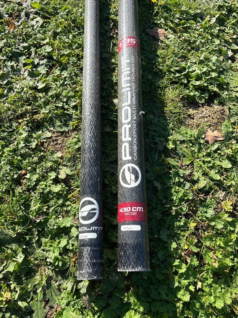 Carbon mast met mastvoet en mastverlenger voor windsurfen, Watersport en Boten, Ophalen, Gebruikt, Met mast, Prolimit