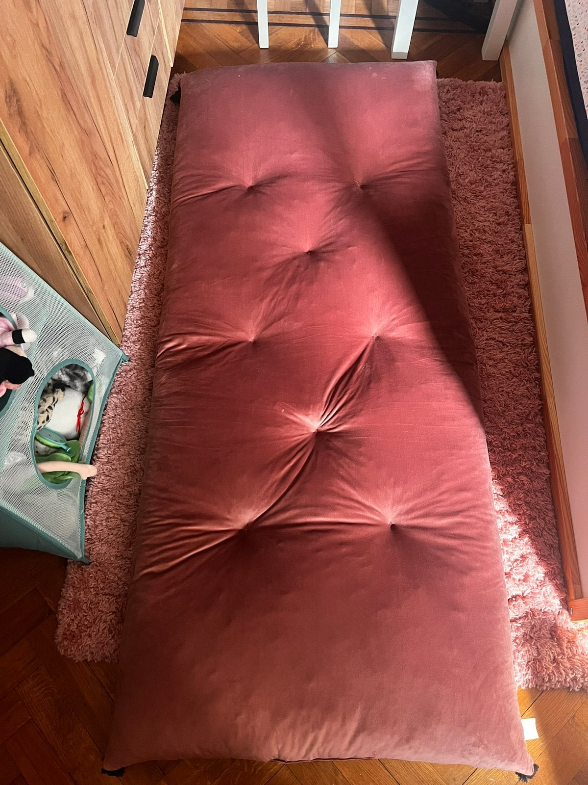Matelas de sol velours rose, Une personne, Enlèvement, Utilisé, Tissus