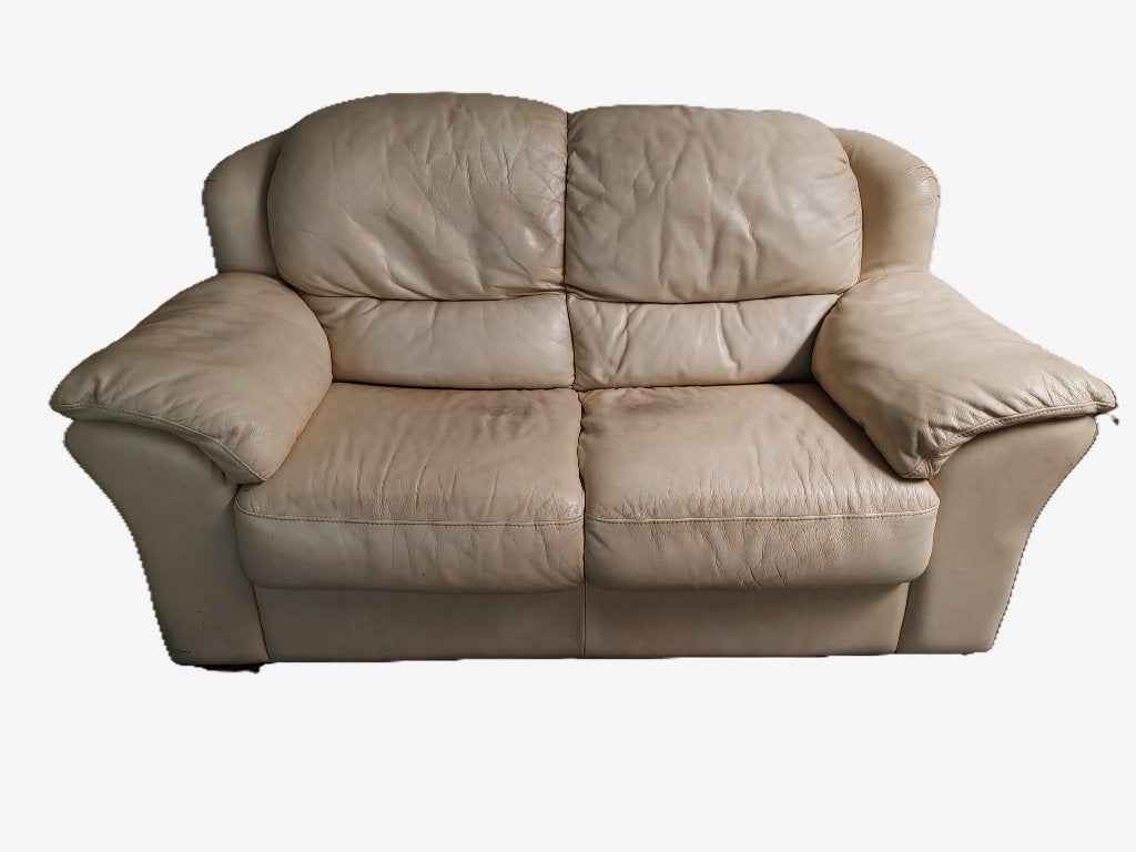 Fauteuil 2 places beige écru L170cm x larg 100 cm, Enlèvement, Utilisé, Cuir, Moderne