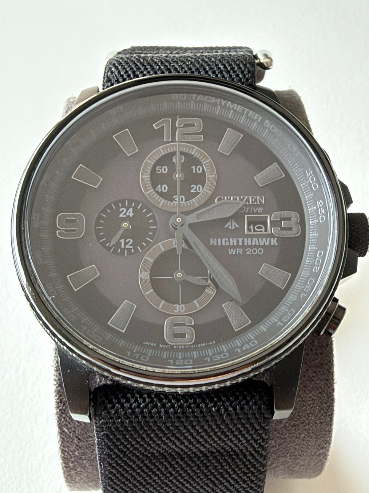 Citizen Nighthawk Eco-Drive Chronograph – Doos + extra strap, Handtassen en Accessoires, Staal, Gebruikt, Staal, Ophalen of Verzenden