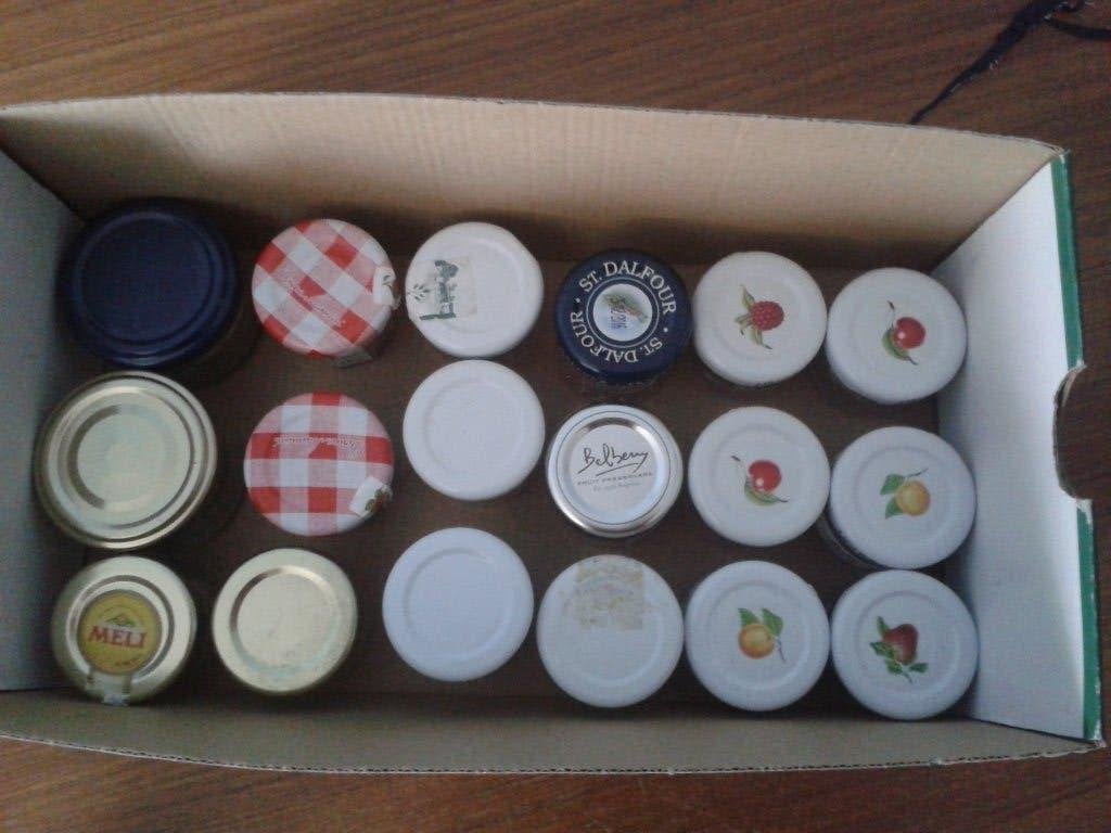 18x miniatuur-(konfituur)potjes oa. 2x mini-Bonne Maman, Ophalen of Verzenden, Gebruikt