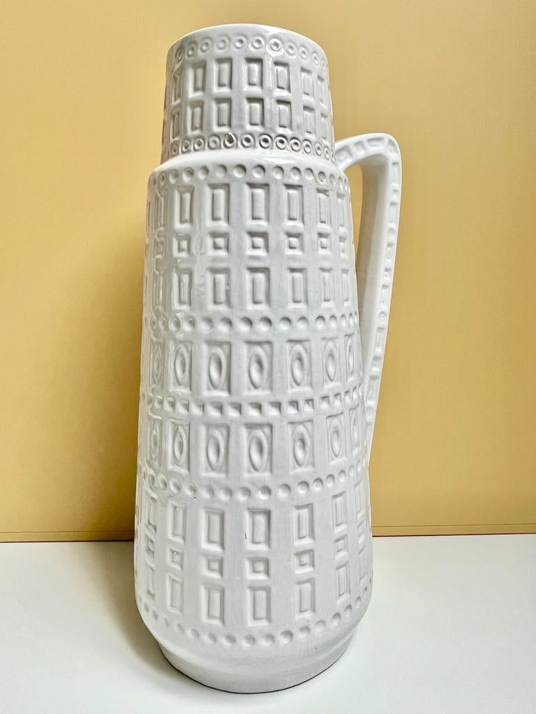 Witte vloervaas • West Germany • 45cm, Ophalen, Gebruikt, Wit, Aardewerk of Porselein