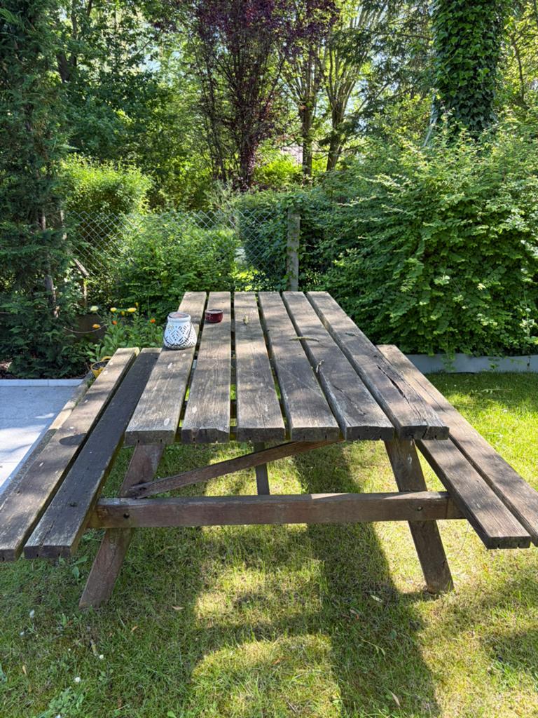 Tuin picknick tafel - gratis, Ophalen, Gebruikt, Rechthoekig, Hout