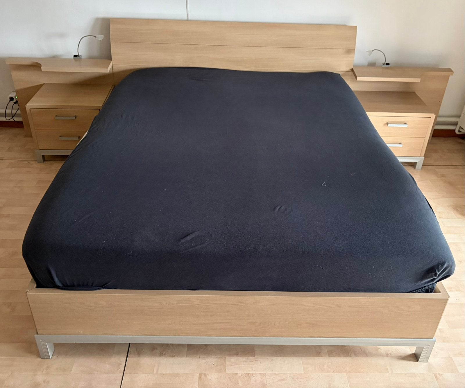 Volledige slaapkamer met bed 160x200, Ophalen, Zo goed als nieuw, Tweepersoons