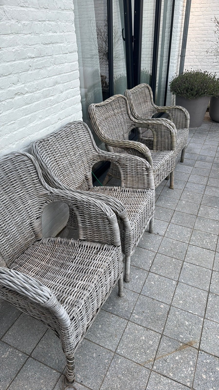 Set van 4 rieten ikea tuinstoelen, Tuin en Terras, Ophalen, Gebruikt