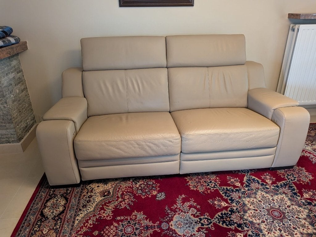 Lederen elektrische relax zetel, Maison & Meubles, Canapés | Salons, Comme neuf, Banc droit, Deux personnes, 200 à 250 cm, 100 à 125 cm