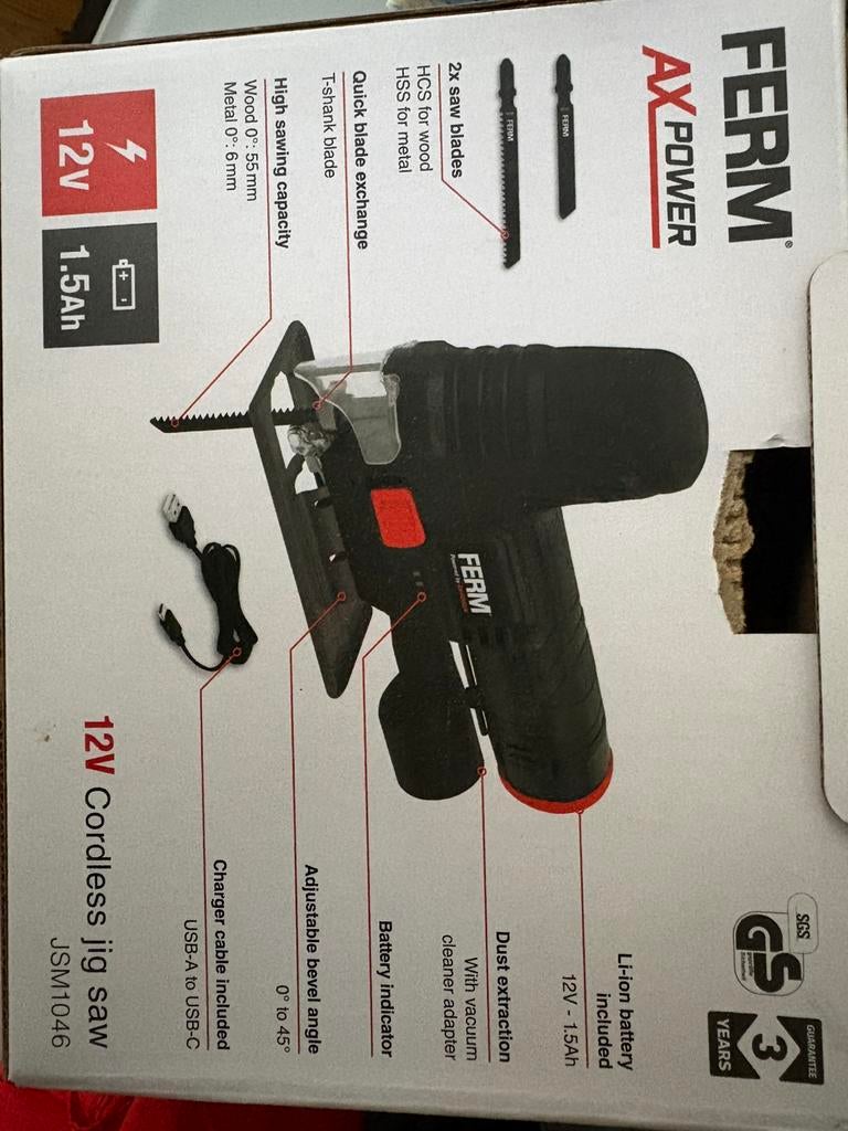 Ferm JSM1046 draadloze decoupeerzaag te koop, Ophalen, Zo goed als nieuw