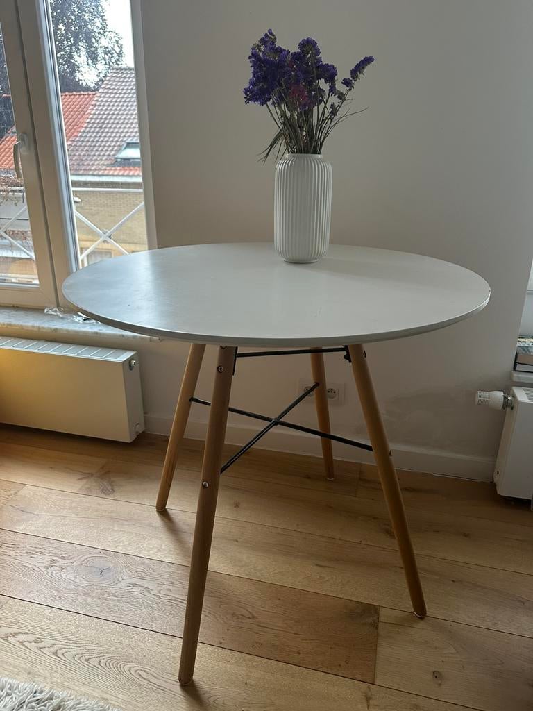 Table ronde blanc cassé, Maison & Meubles, Tables | Tables à manger, Enlèvement, Utilisé, Trois personnes, 50 à 100 cm