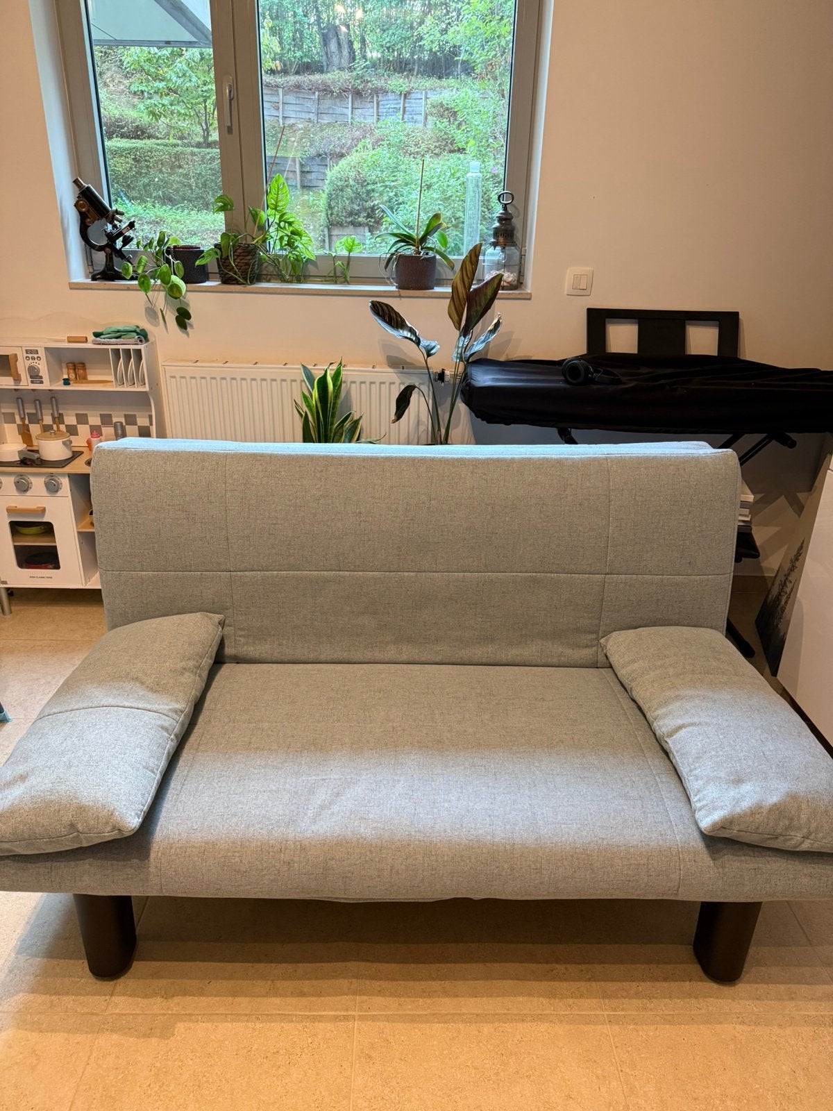Canapé Lit bleu glacier Beter Bed, Maison & Meubles, Enlèvement, 190 cm ou moins, 140 cm, Comme neuf