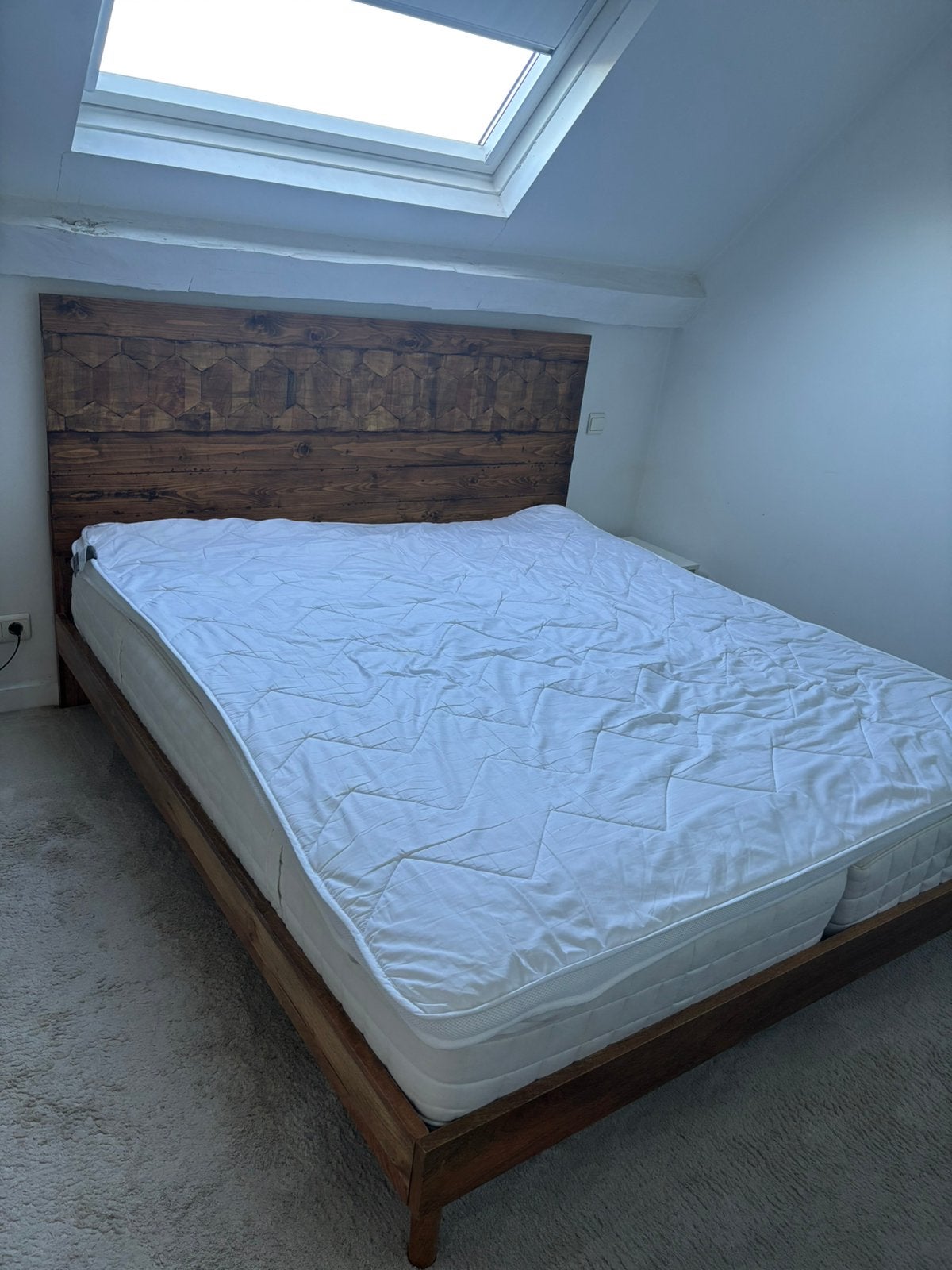 Ensemble lit 180x200 + matelas, sommiers, surmatelas, Enlèvement, Utilisé, 180 cm, 200 cm