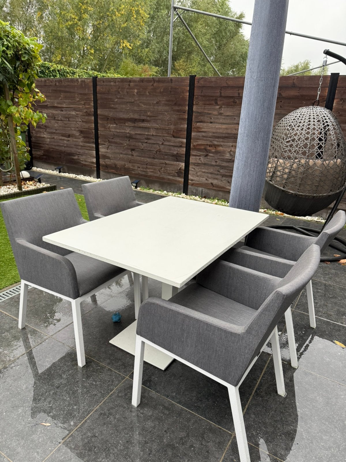 Bristol tuinset Callas & Rivo – wit/grijs, Salons de jardin, Aluminium, Comme neuf, Enlèvement