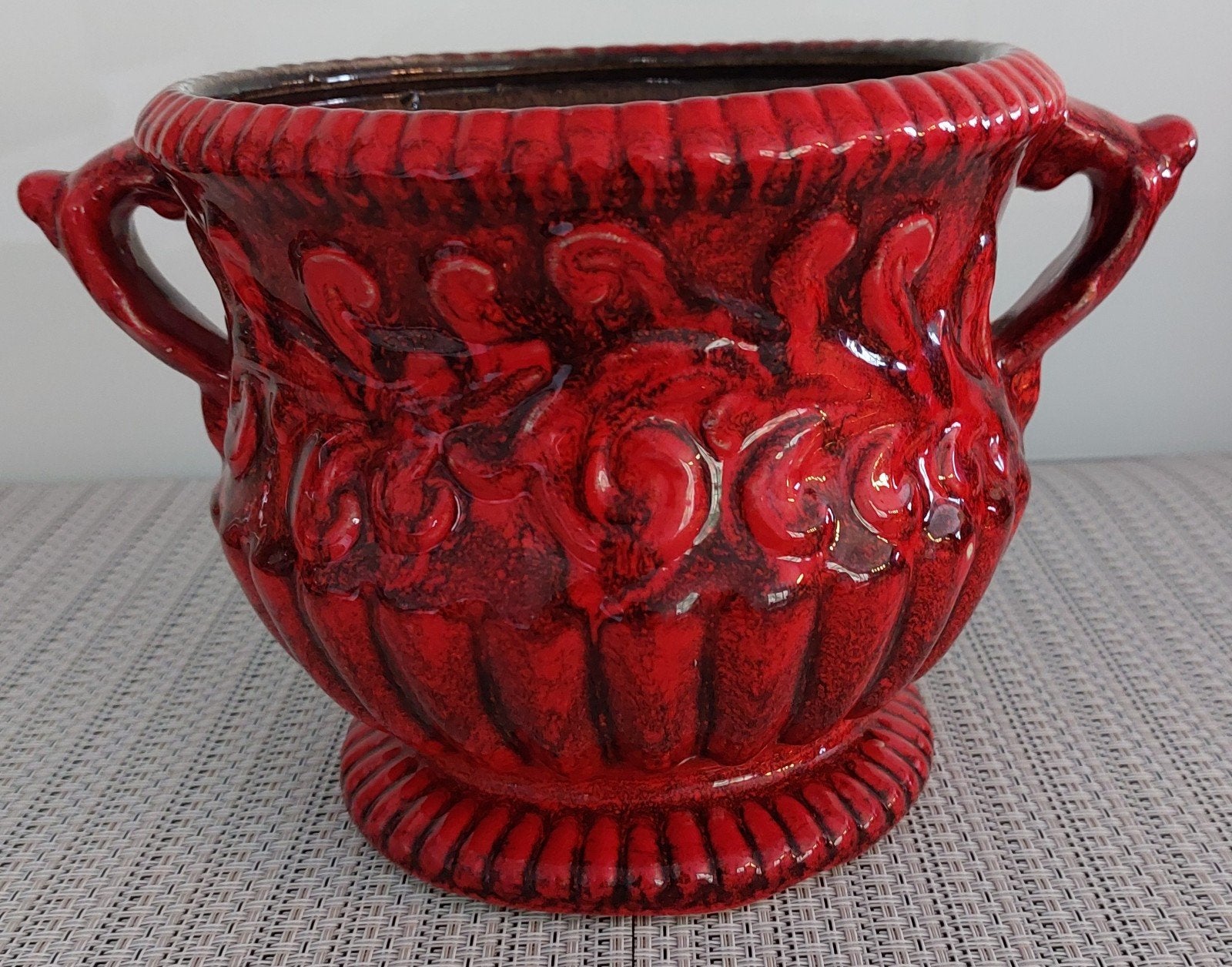 Vintage W. Germany Bloempot XL, Vurig Rood & Boho, Tuin en Terras, Ophalen of Verzenden