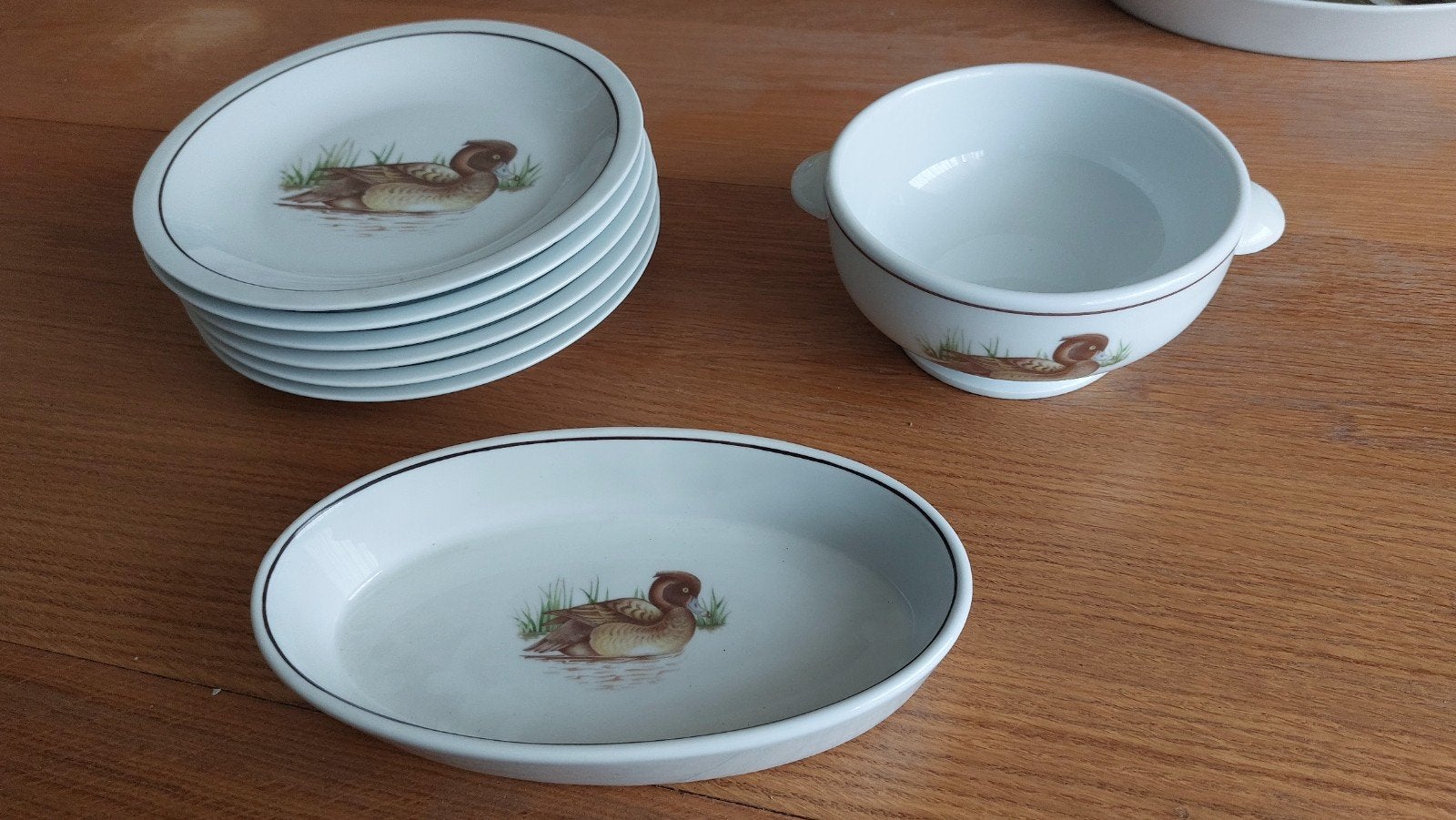 8 delig eenden porseleinen set, Verzamelen, Ophalen, Zo goed als nieuw, Porselein, Compleet servies