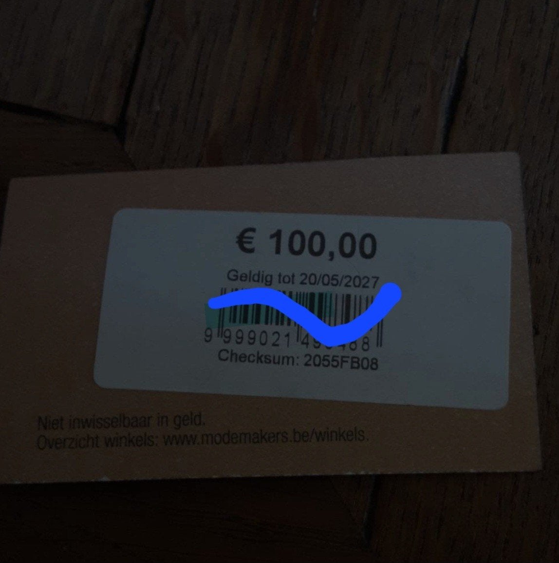 Bon van Modemakers lebbeke, Ninove van 100€;1jaar geldig, Tickets en Kaartjes, Cadeaubon