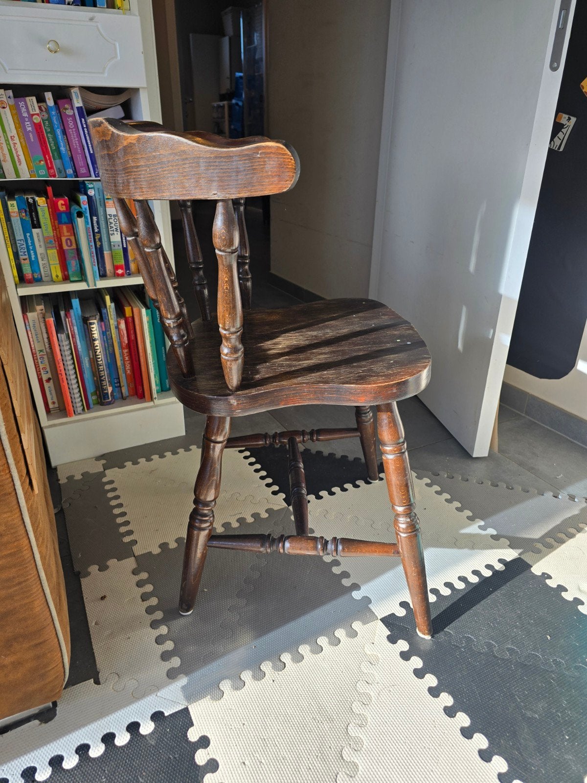 2 Authentieke Houten Spijlenstoelen (Vintage/Boerderijstijl), Enlèvement, Bois