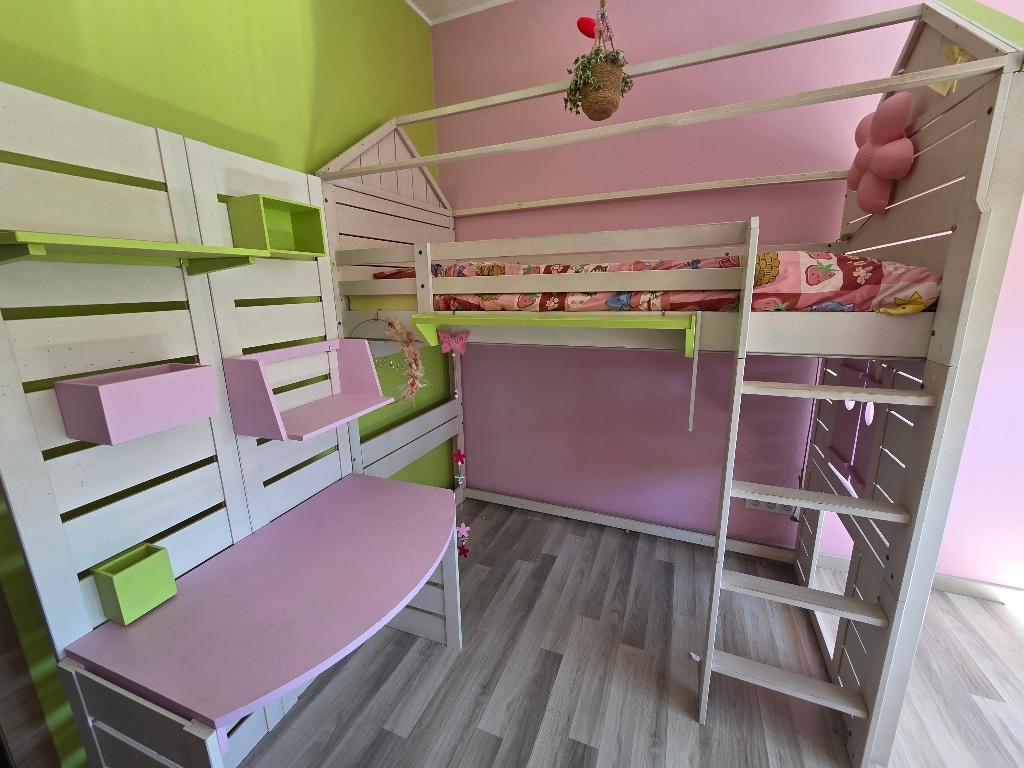 Lit cabane, Kinderen en Baby's, Kinderkamer | Bedden, Gebruikt, 180 cm of meer, 85 tot 100 cm, Hoogslaper of Stapelbed, Matras
