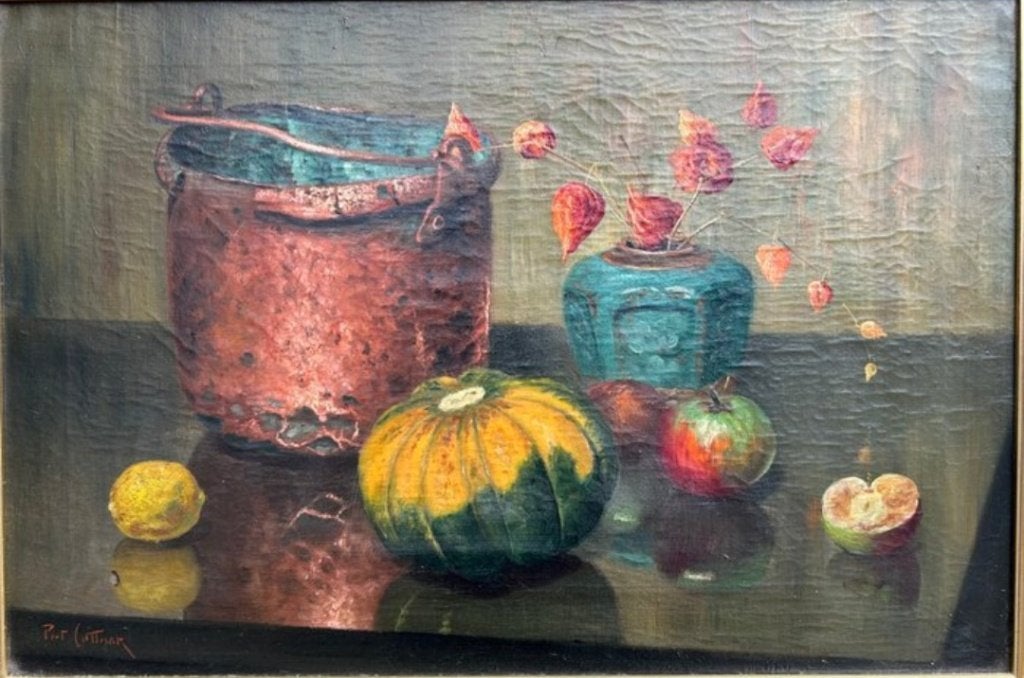 Stilleven Piet Cottaar (1878–1950), Antiek en Kunst, Kunst | Schilderijen | Klassiek, Doek, Stilleven, Ophalen of Verzenden, Bijzondere lijst
