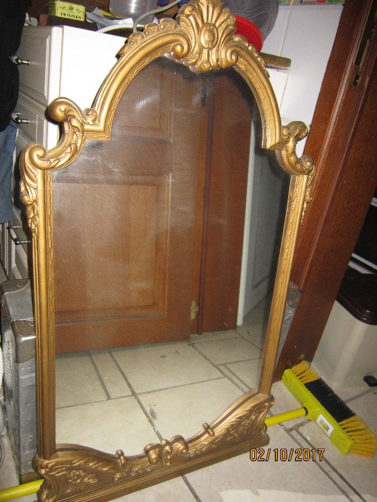Miroir en bois décor vieil or Adam D., Ophalen, Gebruikt
